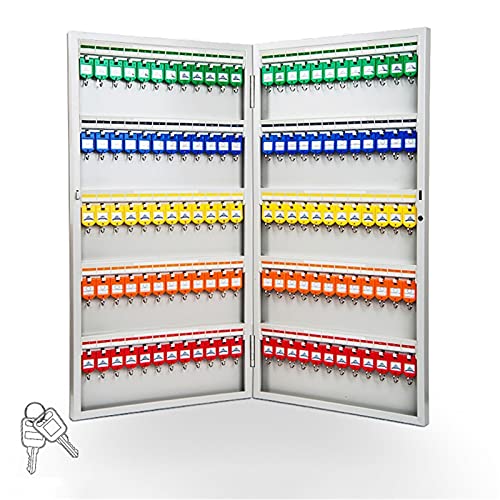 PZHANGZVH Key Cabinets Key Lock Box 120 Hooks with Key Card Wall-Mounted Key Cabinet Household Key Storage Management Box