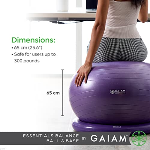 Gaiam Essentials Balance Ball & Base Kit, 65cm Chair (Black)