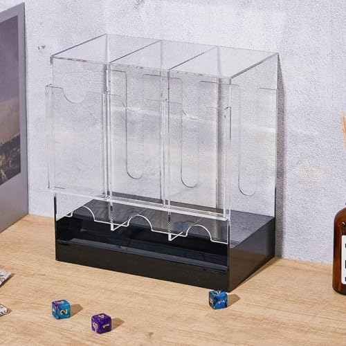 CUNZJIA Clear Acrylic Card Storage Box with Push Out Dispenser for Easy Access and Organization