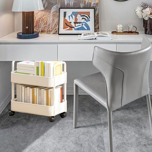 CENRF Mobile Shelf Cart, Book Trolley Storage Cart, Book Trolley Organizer Shelves, 4 Tier Storage Cart for Bedroom Kitchen