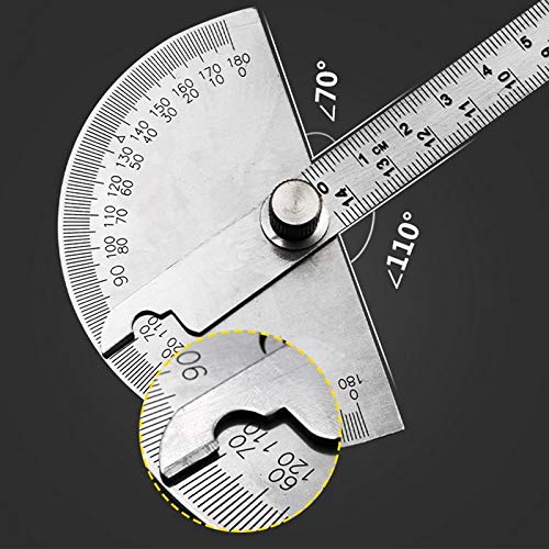 HBJWOV Stainless Steel Round 180 Degree Protractor Angle Finder Measuring Ruler Machinist Tool 10cm Ruler