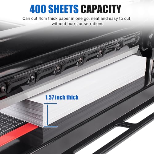Heavy Duty Paper Cutter for A4 Paper,12'' 400 Sheets Capacity Guillotine Paper Cutter,Solid Steel Construction Stack Paper Trimmer for Office,Commercial Use,Double Safety Protection,Black (A4 12 Inch)