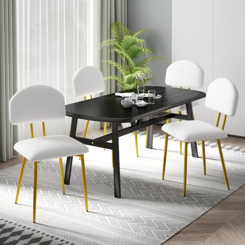 VECELO Stacking Dining Chairs Set of 4, Curved Backrest, White