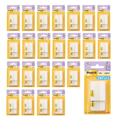Post-it 686F-50WH Tabs, 2 inches, White, 24-Pack