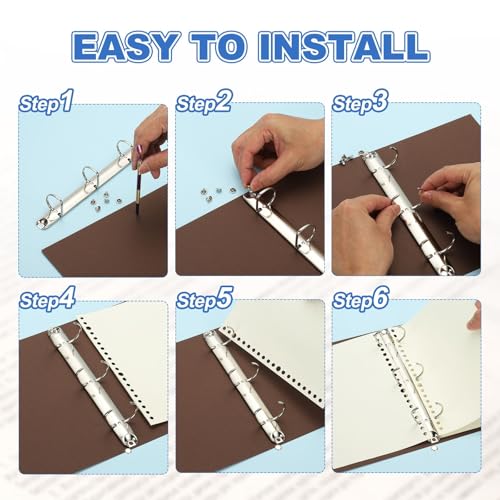 A5 ring binder Ring Binder Mechanism 6 Pieces 3 Hole Replacement for DIY Paper Filling(210x26x42mm)