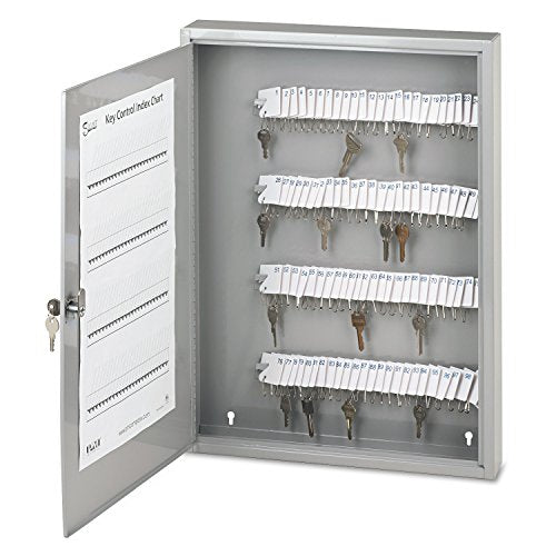 PM Company SecurIT 100 Hook Steel Key Cabinet, 17 3/8-Inches x 3 1/8-Inches x 22 3/8-Inches, Gray, 1/Carton (04984)