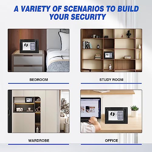 TBLOTYD Home Safe Safe Box Home Safe Fireproof Waterproof Money Box with Digital Pin Code and 2 Manual Key, for Home Hotel Office/Black/4.6L ，Black-4.6L