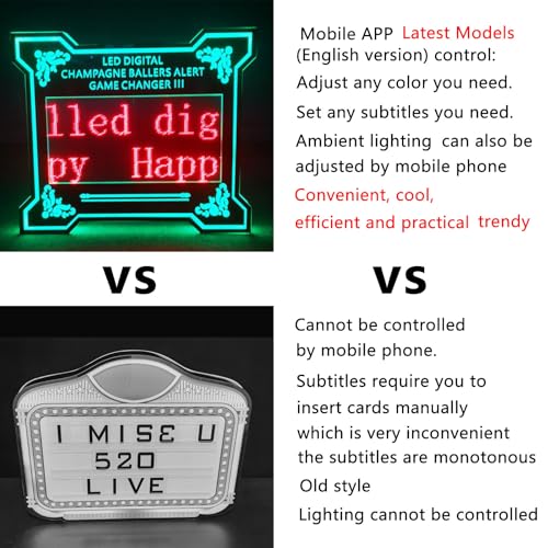 Lakenbroade Color Letter Billboard,LED Letter Bottle Presenter -APP Programmable Scroll Play - Customizable VIP Service Sign with Color Change and Changeable Letters - Perfect for Club