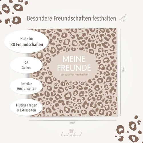 KIND OF HAZEL Friendship Book for Adults - Poetry Album to Fill in for Best Friend, Colleague, Farewell, Birthday - Guest Book, Bucket List, Memory Book - Leo Pattern