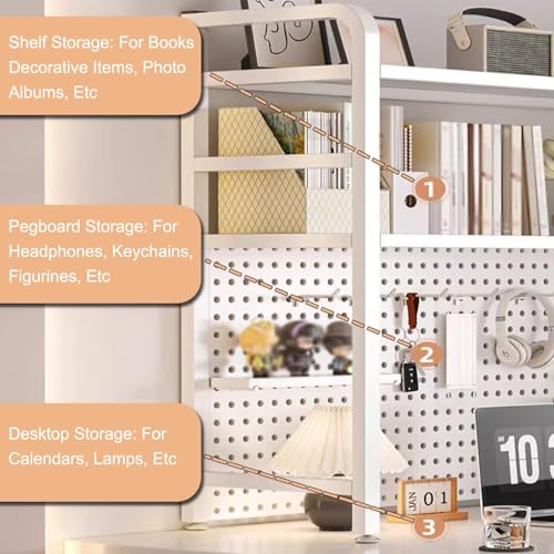 JHDXL Desktop Shelf Organizer Display Rack, Desktop Bookshelf with Anti-Slip Feet & Back Pegboard, Industrial Bookshelf, for Office Home Dormitory(Black,68 * 135cm/26.8 * 53in)