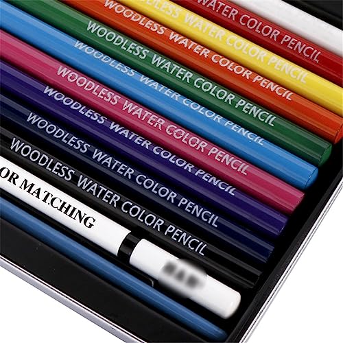 Water Soluble Coloured Pencils Set 10 Colour Iron Box for Art Painting