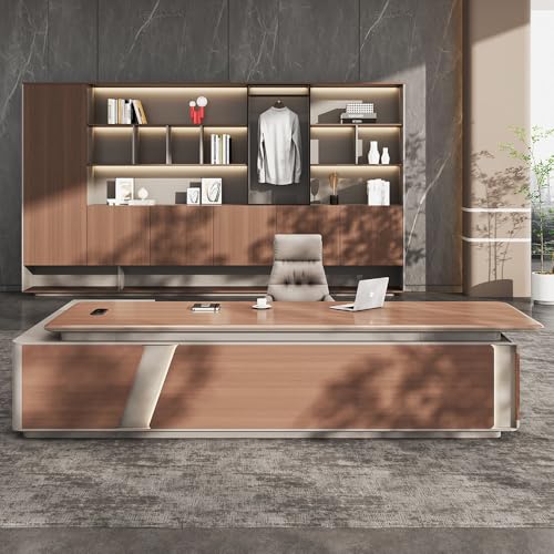 RAYFOKPK Luxurious L-Shaped Administrative Desk-78.74/86.6 "Spacious Solid Wood Manager Computer Desk, Modern Simple Administrative Workstation (Suitable for Office/Study)