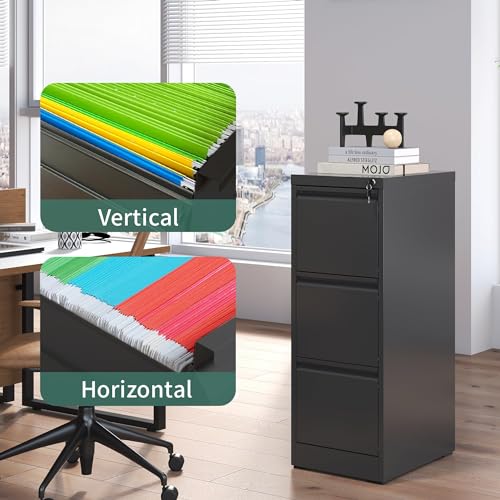 FLIXELIO 3 Drawer File Cabinet with Lock,Metal File Cabinet for Home Office
