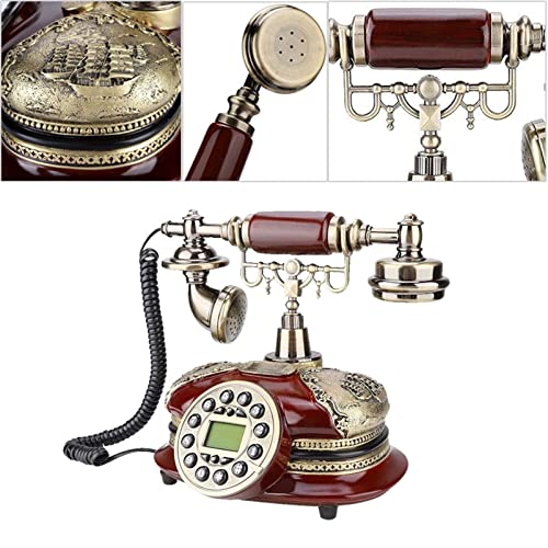 saditesdk Antique Landline Telephone, Retro Classic Landline with Redial Function LCD Backlit Display, Vintage Dial Phone for Home