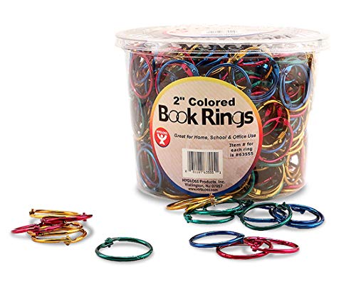 Hygloss Products Book Rings – 2 Inch Assorted Colored Steel Binder Rings, 250 Pack in Counter Display Bucket