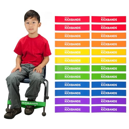 KICK BANDS Chair Bands for Kids with Fidgety Feet 24-Pack - ADHD Fidget Kickbands for Classroom Chairs & Desks - Solace Sensory Kickband (RAINBOW)