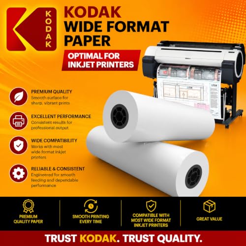 Kodak Wide Format Paper 36" x 300 FT 24# Professional Coated Bond, 3" w/2" Core Adapter, 1 roll/Ctn