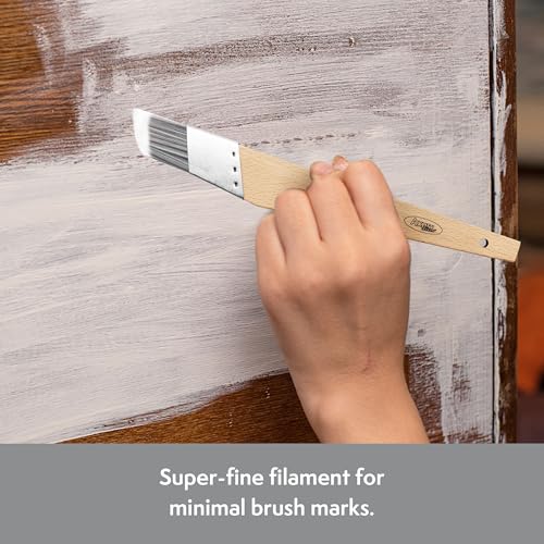 Axus Decor Angled Fitch Paint Brush (Grey Series) - 38mm - for All Paints, Filaments, for Detailed Work & Touching Up, Comfortable Handle, Rust-Resistant Stainless Steel, Grey