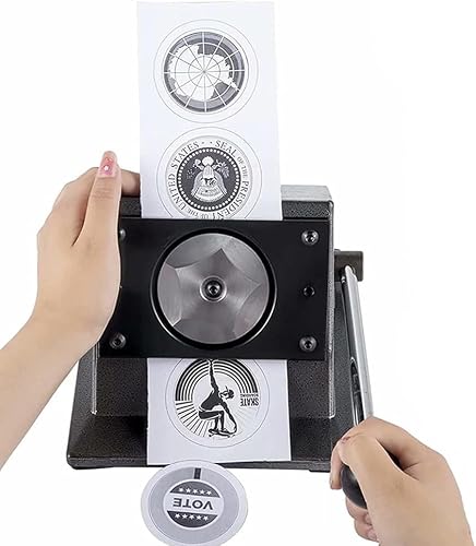 Round Badge Cutter 44mm,Manual Punch Press with,Steel Blade,Stainless Steel Blades for Paper and PVC Badges
