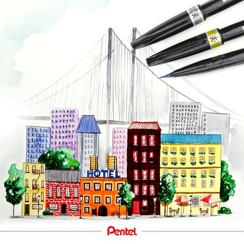 Pentel SESF30 °C NX Extra Fine Brush Tip, Set of 12 Grey
