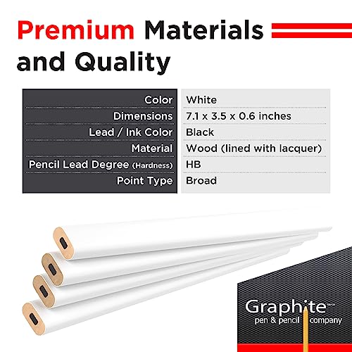 GRAPHITE Hard Lead Carpenter Pencils Bulk - (72) Pieces Lumber Wooden Pencil #2 (HB) - White