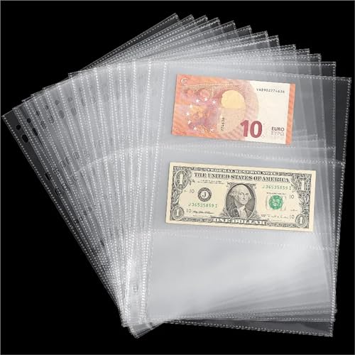 36Pcs 3-Pocket Currency Sleeve Album Page Protectors for Collectors
