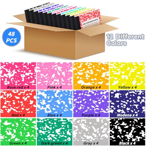 UZLU 48 Pack Mini Composition Notebooks 4.5x3.25 Inch College Ruled