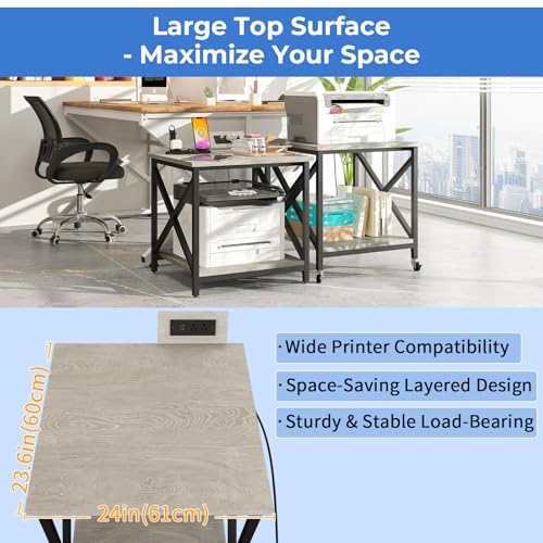 METYERRY 24"x23.6"Large Printer Stand with Power Outlet