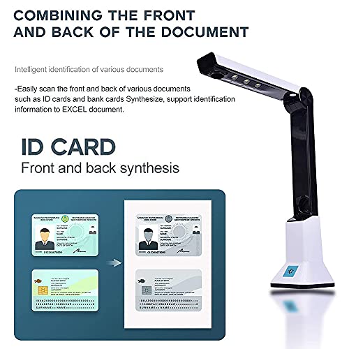 Hubceuo Document Camera for Teachers, Portable USB Document Camera Scanner with Stand 8MP HD A4 Format Cam Photo Scanner