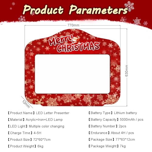 2025 LED Letter Presenter with Remote Control - Adjustable Brightness & Color, 8H Battery, Safe Rounded Edges with Anti-Loss Letter Design for Parties/Events/Seasonal Decor,Large
