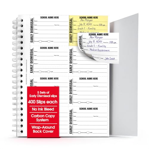 The Spoiled Office Set of 5 Two-Part Carbonless Forms with 2 3/4" x 3 3/4" Custom Passes - Spiral Bound with 400 Slips Each (Set of 5 Early Dismissal Custom Books)