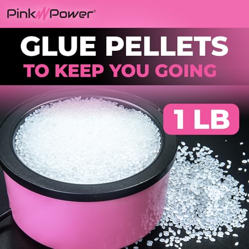 Pink Power Electric Hot Glue Pot for Crafts with 1lb Pellets Melt Skillet