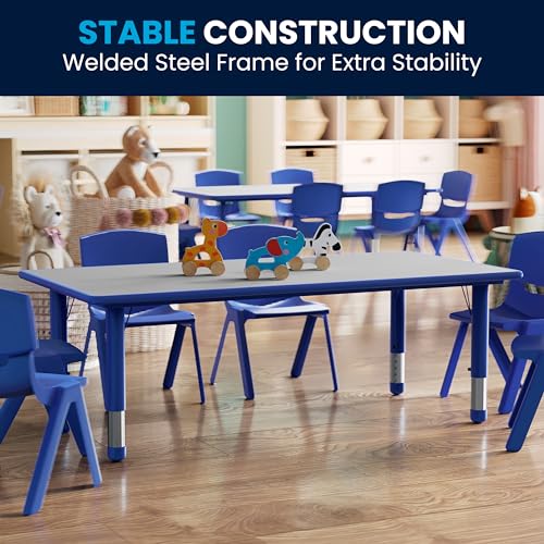 Flash Furniture Kids 47.25x23.6 in Plastic Activity Table, Blue/Gray