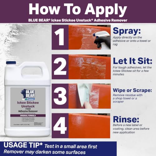 Blue Bear 740AD Ickee Stickee Unstuck Adhesive Remover for Stickers, 1 Gal