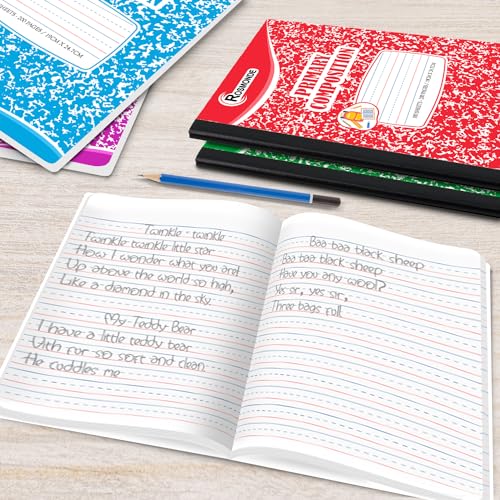 Rosmonde 50 Pack Bulk Composition Notebooks, Primary Ruled, Assorted Colors
