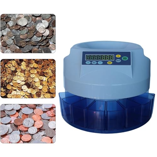 CHANGLKJ Coin Sorter Machine, Electric Coin Counter with Fault Self-Check Function, 216 Units/min and LED Display Easy to Observe, Supports All Coins and Durable, for Businesses, Shops, Supermarket
