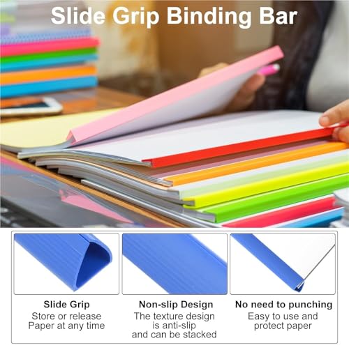 20Pcs 15mm Binding Bars Slide Grip A4 Report Binder Presentation Cover Resume