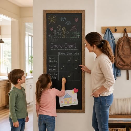 Ilyapa Extra Large Magnetic Chalkboard Sign, 58x25 - Barnwood Wood, Wall