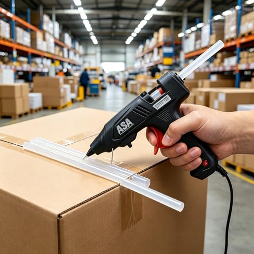 2026 New ASA Clear Hot Glue Sticks 7/16 x 10 Inch Full Size Industrial Strength Adhesive Low Stringing High Temp Refills for Wood Fabric Foam Packaging 10 lb Box