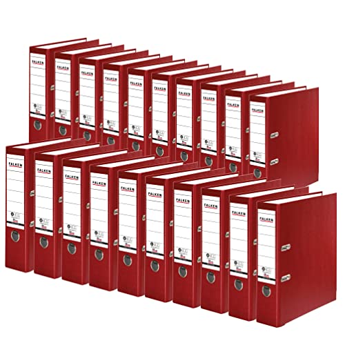 Original Falken 20-pack Recycolor environmental folders eco. Made in Germany. Coloured paper cover outside 8 cm wide DIN A4 bordeaux ring binder file letter file CO2 neutral Blue Angel