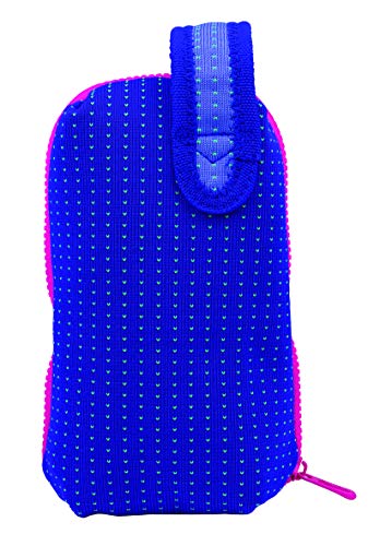 MILAN Kit Un Estuche Con Contenido Knit, Lila Pencil Cases, 19 cm, Purple (Lila y Verde), Purple (Lila Y Verde), 19 Centimeters, Pencil Cases