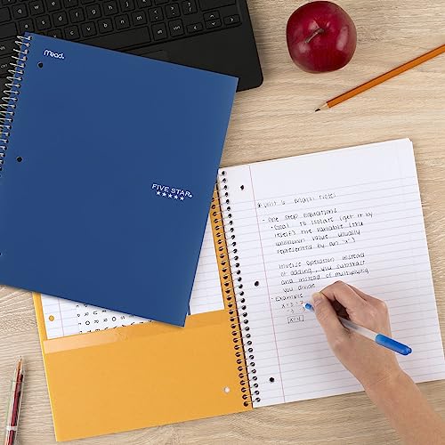 Five Star Spiral Notebook + Study App, 6 Pack, 5 Subject, College Ruled Paper, Fights Ink Bleed, Water Resistant Cover, 8-1/2" x 11", 200 Sheets, Assorted Colors (73793)