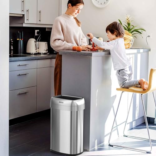 iTouchless 13 Gallon Open Top Trash Can/Recycling Bin w/Wheels & Filters