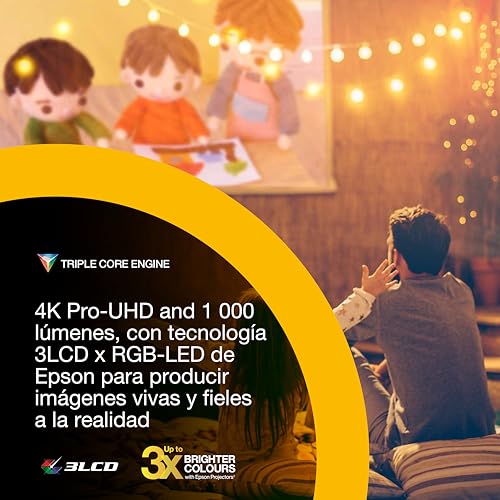 Epson Lifestudio Flex EF-72 Oak Portable Smart Projector, Sound by Bose, Google TV, 4k Pro-UHD, Adjustable Stand, Indoor and Outdoor Use, 5 Year Device Protection*