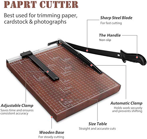 COOCHEER Paper Cutter, A3 Professional Lever Cutter, Photo Cutter for School & Office, Wood