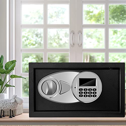 Sdstone Safe Box with Sensor Light,Hidden Safe Box with Key & Digital Lock for Home and Company. Electronic Security Safe Box Wall or Cabinet Fixed Design, 0.4 Cubic Feet