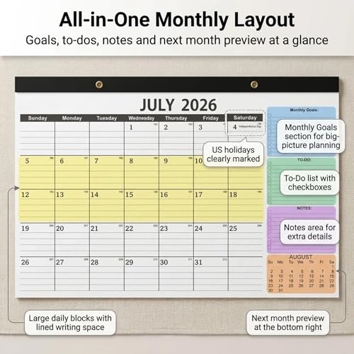 2-Pack Desk Calendar 2026-2027 - Two 18-Month Large Monthly Calendars (July 2026 - Dec 2027), 17" x 12" Desktop & Wall Calendars with Thick 120g Paper for Home and Office Sync