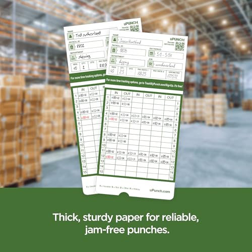 uPunch 300 Time Cards for Green HN3000 AutoAlign Time Clocks (HNTCG1300)