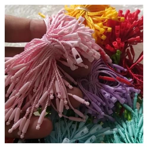 DWLANMLHYA Tagging Gun for Clothing, 1000PCS Polyester Cords Snap Lock Pin Loop Tie Strings for Garment Label Office Filing and Craft Project(Pink)