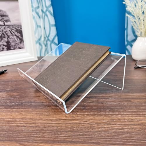 Plymor Clear Acrylic Slightly Elevated Book Display Stand with 1" Ledge, 9" W x 6" D x 3" H, Pack of 3
